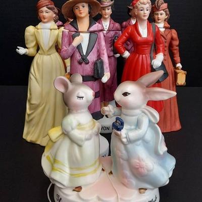 Vintage Avon Figurines And Decanters With Rabbit Figurine