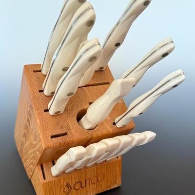 Ivory Handled Cutco Knives, Vintage, Plus Wood Storage Block (15 Pieces)