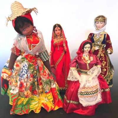 Evelt Porcelain Doll, Bombay India Girl, Vintage Greek Folk Costume, Vintage Guadeloupe