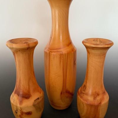 Hand Turned Vases (3) By Mountain Wood Products, Aspen Colorado 