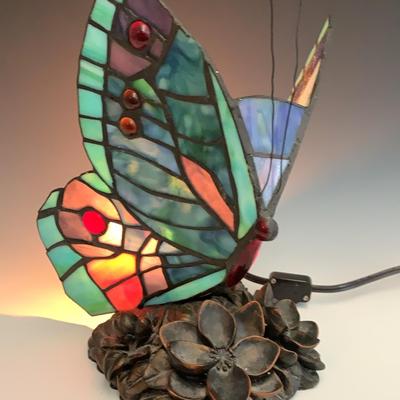 Leaded Glass Butterfly Lamp