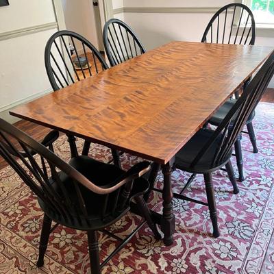 Beautiful Curly Tiger Maple Dining Table with 6 chairs - Pre-Selling!