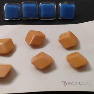 Corn Colored Buttons & Blue Glass Buttons 