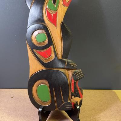 Kwakiutl Bear Carving Signed by Artist