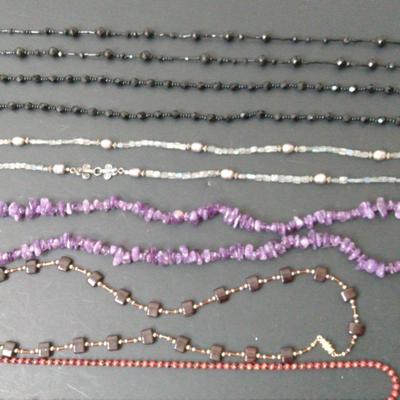 Purple Stone and Other Necklaces 