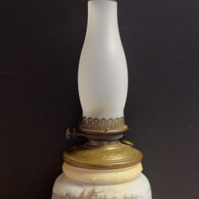 Late 19th Century Hand Painted  Oil Lamp