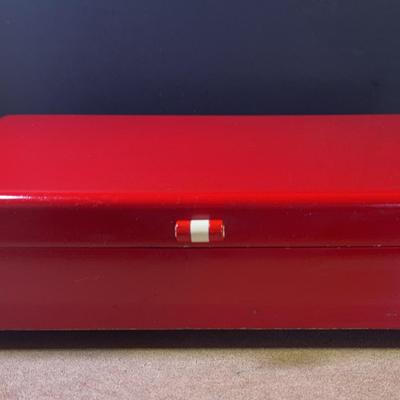 Red & White 1930s Art Deco Silver/Flatware Chest