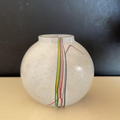 Vintage Kosta Boda Bertil Vallien White Rainbow Vase 