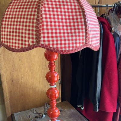 Red Gingham Lamp