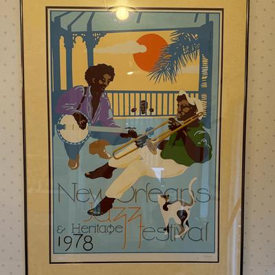 1978 LTD  New Orleans Jazz Festival Poster 1186/5000 Stamped Matting "PC" Artist Signed 

