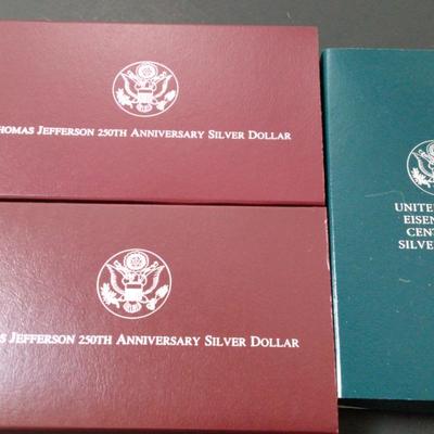 Thomas Jefferson 250th Anniversary Silver Dollar/Eisenhower Centennial