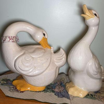 Two Ceramic Geese 