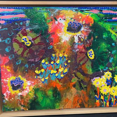 Framed Textured Acrylic On Canvas