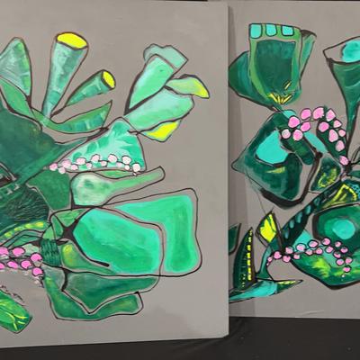 Acrylic On Wood Panel Paintings.