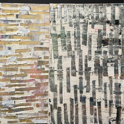 Two Mixed Media Abstract Paintings