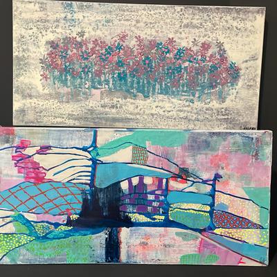 Two Abstracts On Gallery Profile Canvases 