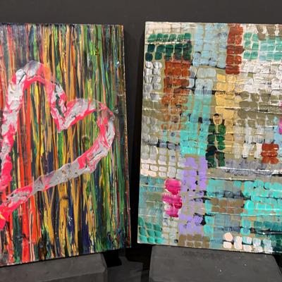 Two Acrylic Paintings On Wood.