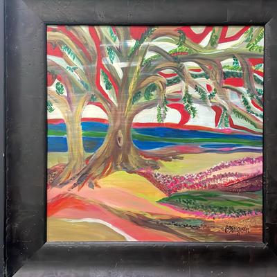 Framed 27” X27” Abstract Landscape
