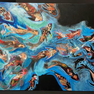 Large 40”x30” X3/4 “ Stretched Canvas Acrylic Painting