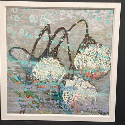 Framed  Abstract Acrylic Painting On Panel