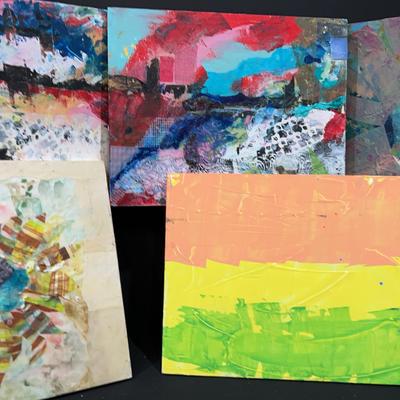 Five Mixed Media On Wood.