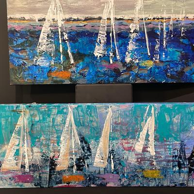 Two Unframed Nautical Abstract Painting