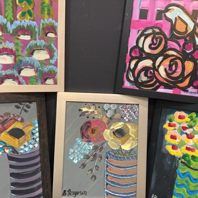 Five Framed Acrylic On Canvas Paintings