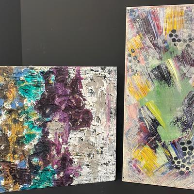 2 Colorful Abstract Acrylic Paintings