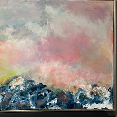 Framed Abstract On Stretched Canvas 52” X 42”