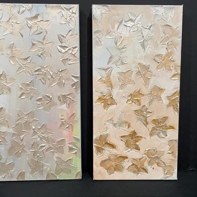 Pair Of 10” X 20” Textured Acrylic On Canvas