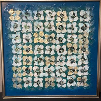 Framed Textuaral Acrylic Floral Painting 