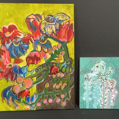 Acrylic On Canvas And Acrylic On Wood Paintings