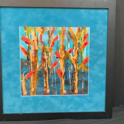 Framed And Matted Acrylic Painting In Canvas.