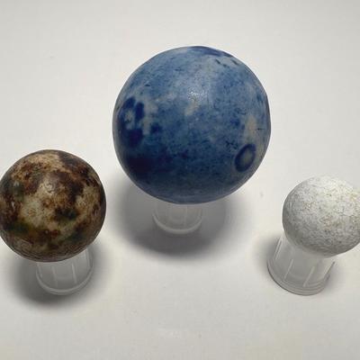 Trio of Clay Marbles