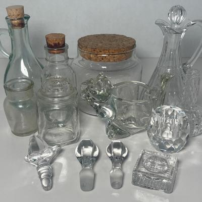 Small Antique Glass Jars, Decanter & Glass Squirrel Dish