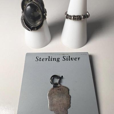 Vintage Native American Sterling Ring, Sterling Pendant & 925 Ring