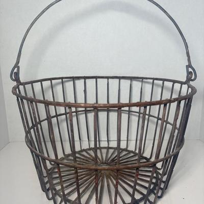 Antique Wire Farm Harvest Basket 