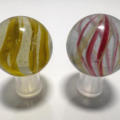 Pair of Possibly German Swirl Shooter Marbles