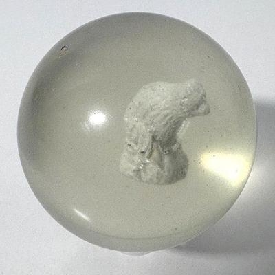 Antique Sulphide Sitting Bear Marble