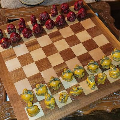 Sale Photo Thumbnail #41: Wood chess board w/ Italy wood pieces