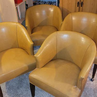 Sale Photo Thumbnail #39: Set of 4 vinyl rolling chairs (some tears)