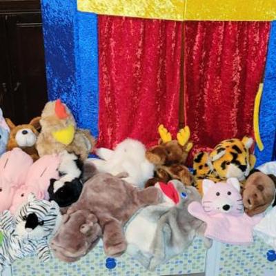 Puppet stage & 24 hand puppets