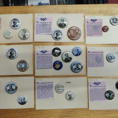 Political buttons, authentic and reproductions almost all are vintage 