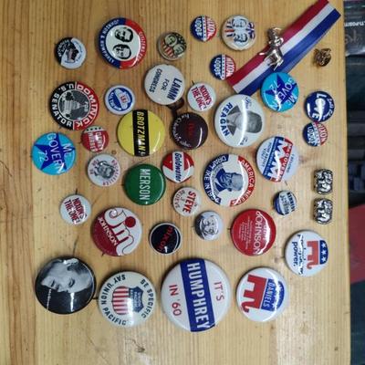 Political buttons, authentic and reproductions almost all are vintage 