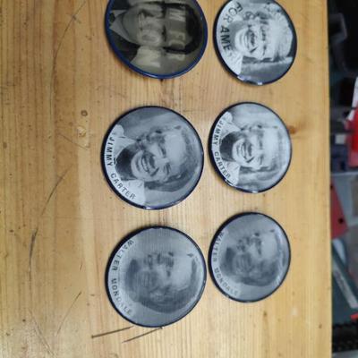 Political buttons, authentic and reproductions almost all are vintage 