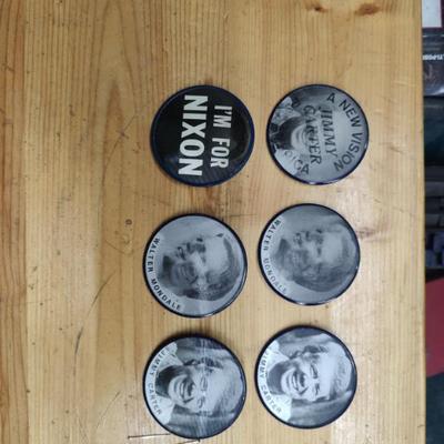 Political buttons, authentic and reproductions almost all are vintage 