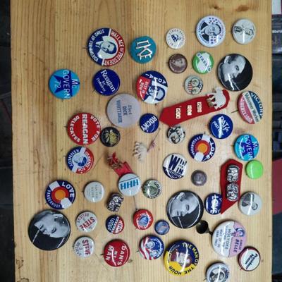 Political buttons, authentic and reproductions almost all are vintage 