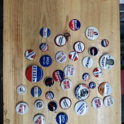 Political buttons, authentic and reproductions almost all are vintage 