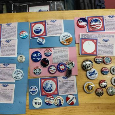Political buttons, authentic and reproductions almost all are vintage 