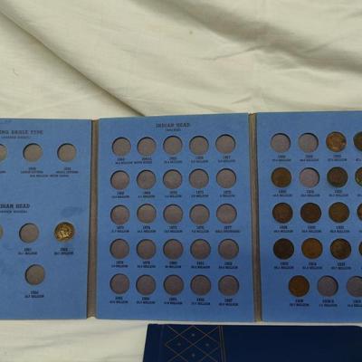 4 collector albums with old Indian head pennies and steel pennies and wheat pennies and Lincoln cents....... Late 1800s thru 1970s
